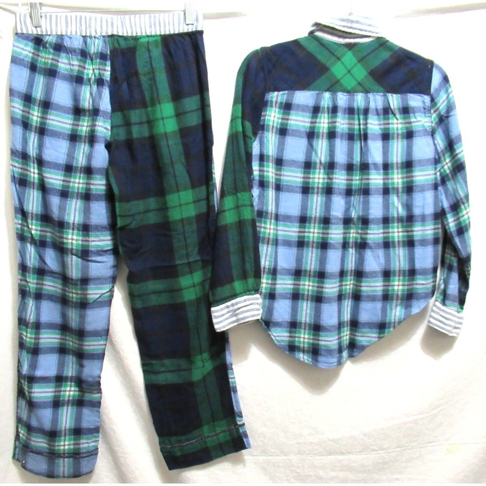 Aerie Size XXS/XS Blue‎ & Green Plaid Long Soft Cotton Pajama Lounge Set - Picture 6 of 10